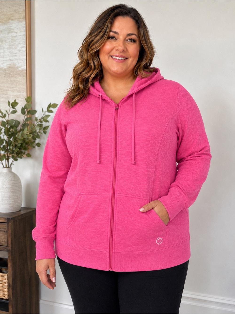 Active USA Hot Pink Zip-Up Hooded Sweatshirt